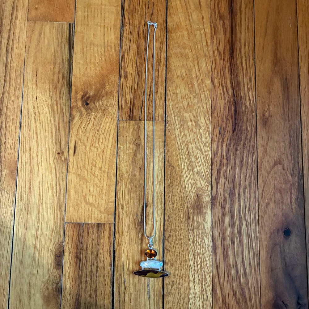 Amber, Pearl And Natural Citrine Necklace - image 3